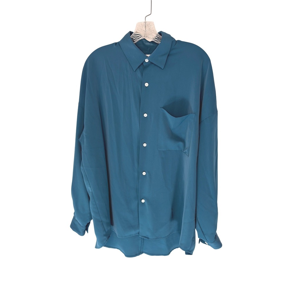 Junred Tokyo Japan Button Up‎ Blouse Women's Teal Office Work Career Small